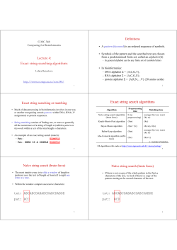 Exact string searching algorithms Exact string search algorithms