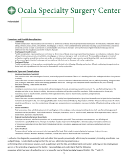 Patient Label Procedures and Possible Complications Anesthesia