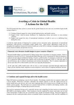 Averting a Crisis in Global Health: 3 Actions for the G20
