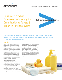 New Analytics Organization to Target $1 Billion in Potential Gains