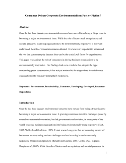 Consumer driven corporate environmentalism: fact or fiction?