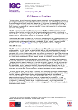 IGC Research Priorities - International Growth Centre