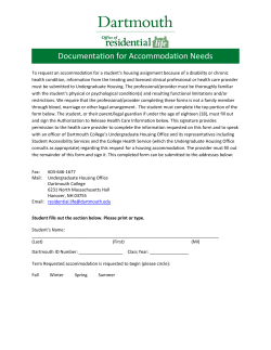 Documentation for Accommodation Needs - Students