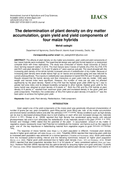 The determination of plant density on dry matter accumulation, grain