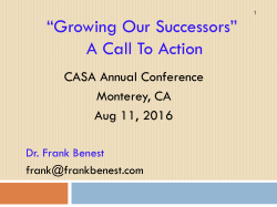 Growing our Successors: A Call to Action