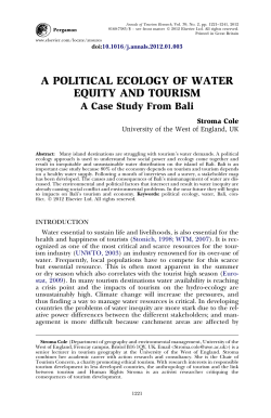 A political ecology of water equity and tourism: A Case Study From Bali