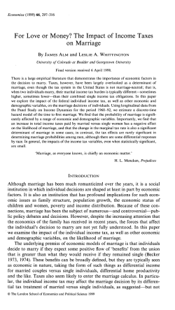 For Love or Money? The Impact of Income Taxes on Marriage