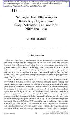 Nitrogen use efficiency in row crop agriculture