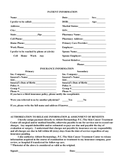 Patient Information Form - Skin Cancer Center of Oklahoma