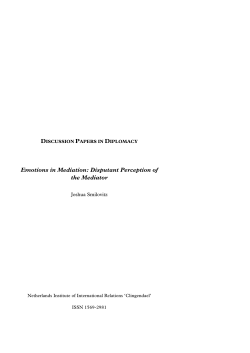 Emotions in Mediation: Disputant Perception of the