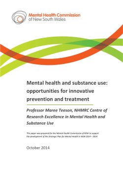 Mental health and substance use: opportunities for innovative
