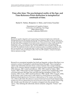 Time after time: The psychological reality of the Ego