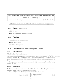 February 23 10.1 Announcements 10.2 Outline 10.3 Classification