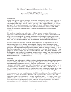 The Effects of Supplemental Beta-carotene for Dairy