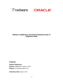 Radware`s AppDirector and Oracle E-Business Suite 12 Integration