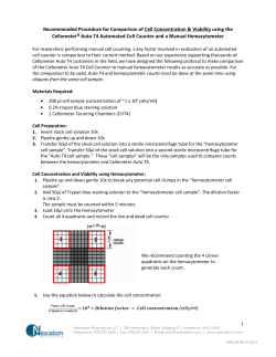 CellometerTM Auto T4 Demo Run Sheet