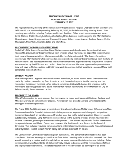 PELICAN VALLEY SENIOR LIVING MONTHLY BOARD MEETING