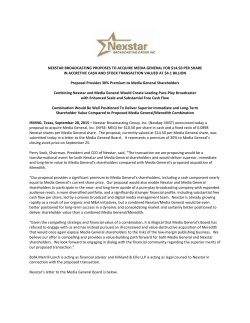 Nexstar Broadcasting Proposes To Acquire Media General