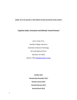 Cognitive Style, Innovation and Attitude Toward Dreams