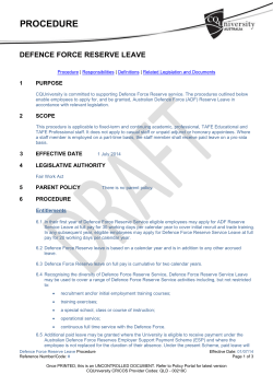 DRAFT PROCEDURE DEFence force Reserve leave Procedure