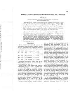 A Kinetics Review of Atmospheric Reactions Involving HxOy