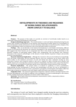 developments in theories and measures of work