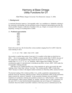 A Utility Function for OT - Rutgers Optimality Archive