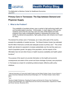 Health Policy Blog Primary Care in Tennessee: The Gap between