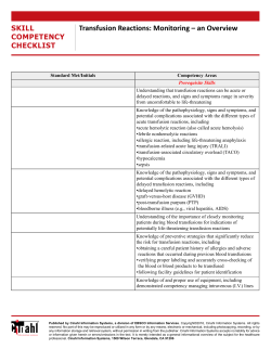 Transfusion Reactions: Monitoring &ndash; an Overview