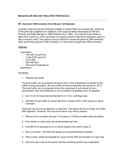 MOLECULAR BIOLOGY-RELATED PROTOCOLS M1: Genomic