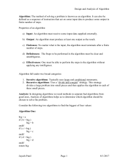 Algorithm: The method of solving a problem is