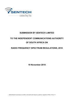 SUBMISSION BY SENTECH LIMITED TO THE