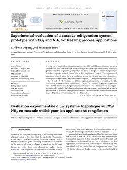 Experimental evaluation of a cascade refrigeration