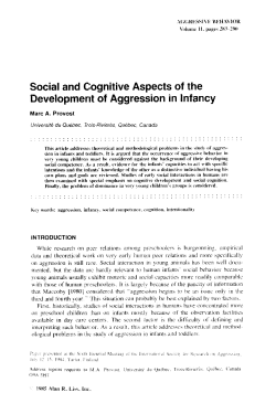 Social and Cognitive Aspects of the Development of Aggression in