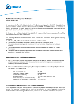 Pollution Incident Response Notification Orica Liddell Plant