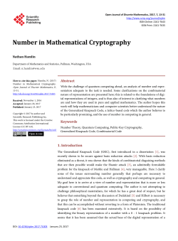 Number in Mathematical Cryptography