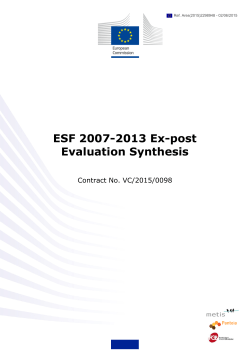 ESF 2007-2013 Ex-post Evaluation Synthesis