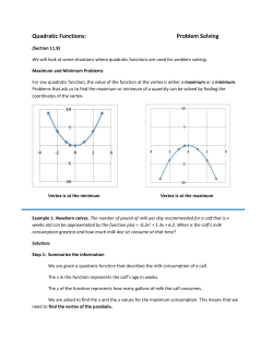 Lecture Notes: Applications of Quadratic Functions
