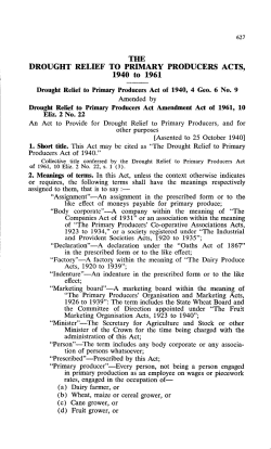 DROUGHT RELIEF TO PRIMARY PRODUCERS ACTS, 1940 to 1961