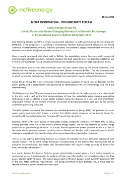 MEDIA INFORMATION -‐ FOR IMMEDIATE RELEASE Active Energy