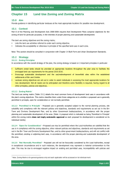 Chapter 15 Land Use Zoning and Zoning Matrix