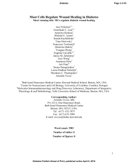 Mast Cells Regulate Wound Healing in Diabetes