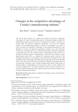 Changes in the competitive advantages of Croatia`s manufacturing