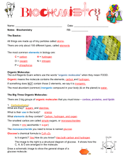 Name: Date: Notes: Biochemistry RB