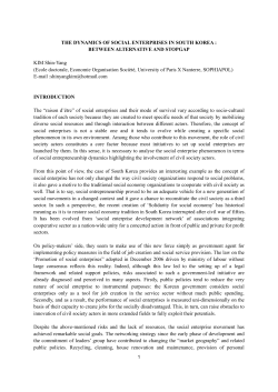 the dynamics of social enterprises in south korea