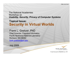 Security in Virtual Worlds - The National Academies of Sciences