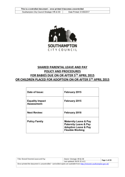 Shared Parental Leave and Pay Policy and Procedures