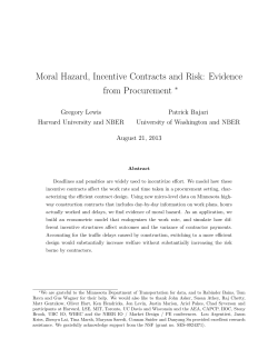 Moral Hazard, Incentive Contracts and Risk