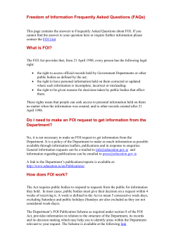 Freedom of Information Frequently Asked Questions (FAQs)