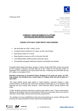 Half Year Results 31 Dec 2015